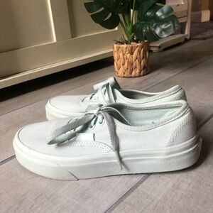 Vans off the wall mint green classic lace up sneakers. Size 1